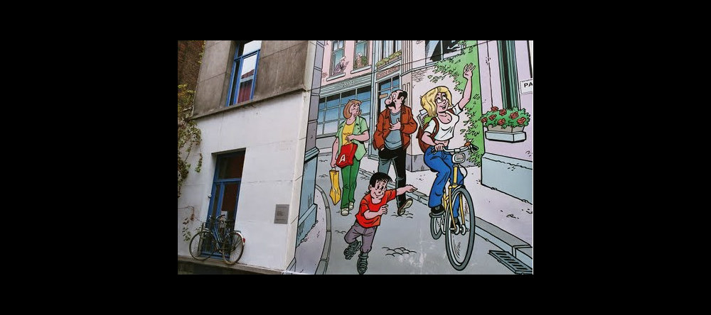 Outdoor murals painted by various comic artists are scattered around the city.
